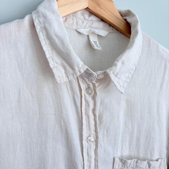 H&M 100% Linen Button Down Normcore Minimalistic Neutral Beige Women's Medium - Picture 4 of 11